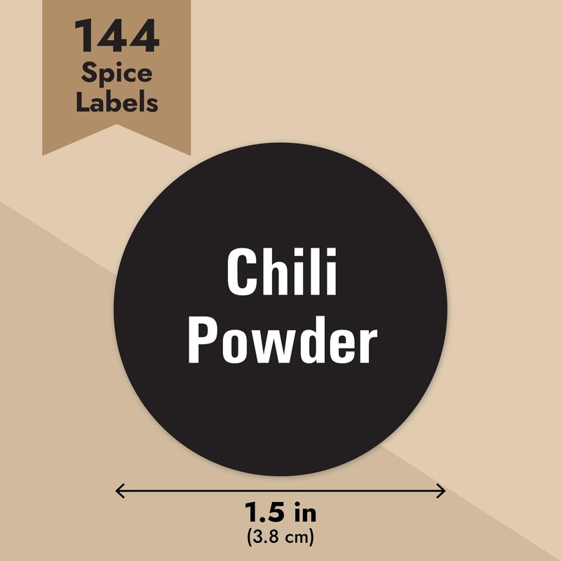 Talented Kitchen Spice Labels Stickers - 144 Round 1.5-Inch Water-Resistant