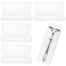 4 Pack White Transparent Shaving Box for Shaver Razor, Container Storage for Manual Razor System, Plastic Box Cover, Razor Protector, Shaving Accessories
