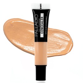 Palladio Palladio Full Coverage Concealer, Under Eyes Disguise, Creamy Face and Eye Concealer, Evens Skin Tone, Conceals Blemishes, Dark Circles and Fine Lines, Use with Concealer Brush, Toffee