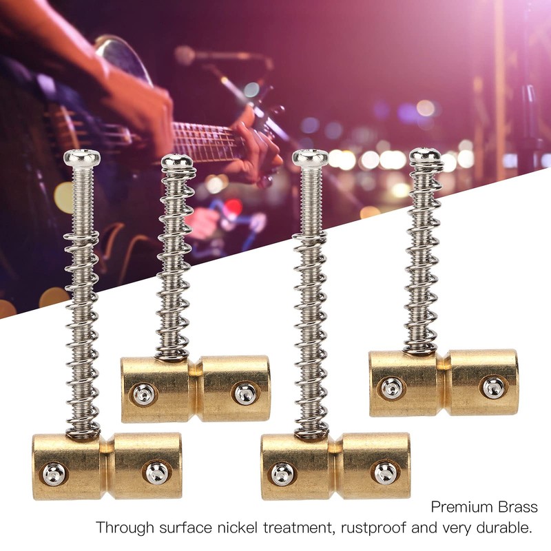 Eujgoov 4pcs Bass String Saddle Brass Bridge Set Kit Replacement