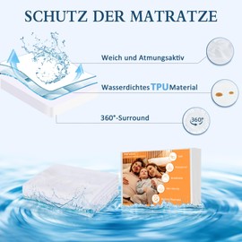 mafudoxi Waterproof Mattress Protector 180 x 200 cm Fitted Sheet, Breathable Mattress Topper Bed Sheet, High-Quality Fitted Sheets, Incontinence Underlay, Washable at 60°C, White