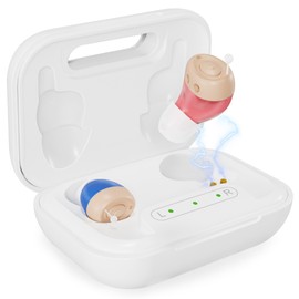 CUEME Hearing Aids for Seniors - with Smart Noise Cancelling Chip, Clear Sound, Up to 48 Hours of Battery Life, 4 Sizes of Earbuds, Portable Charging Case Included, Automatic On/Off