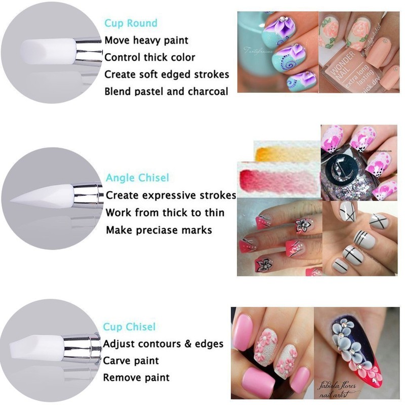 10pcs Nail Art Gel Carving Pen Nail Dotting Tool Silicone