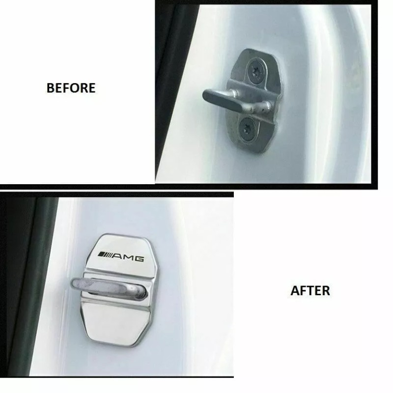NONE 4X NEW Stainless Steel Door Lock Covers with A.M.G