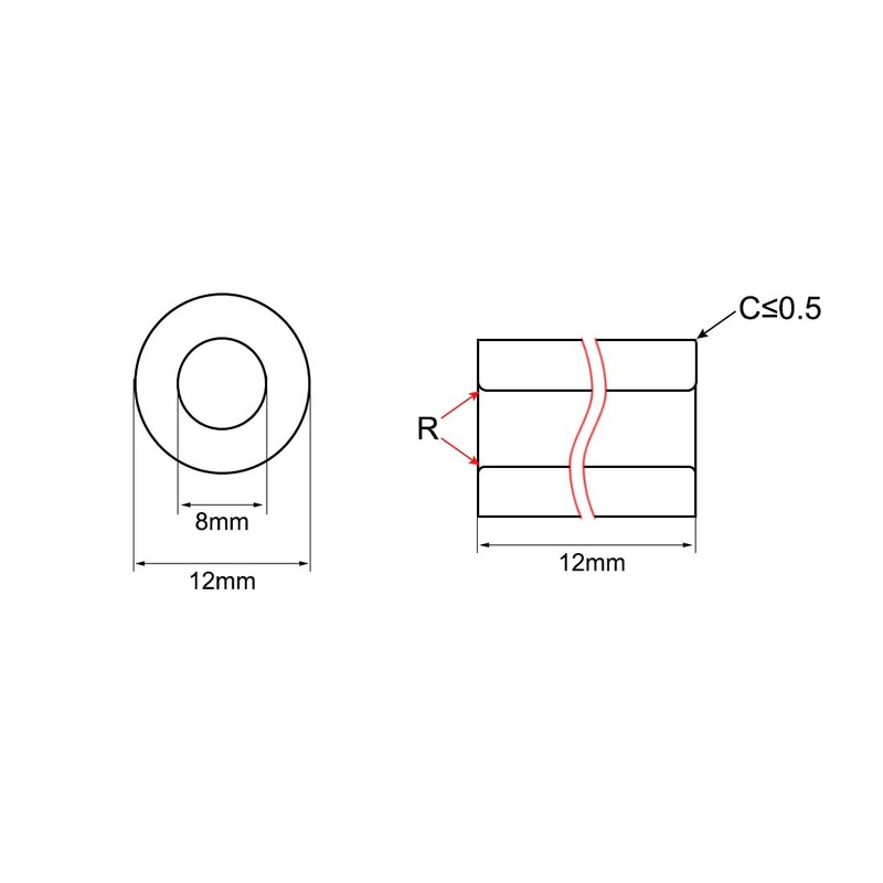 sourcing map Bearing Sleeve 8mm Bore x 12mm OD x