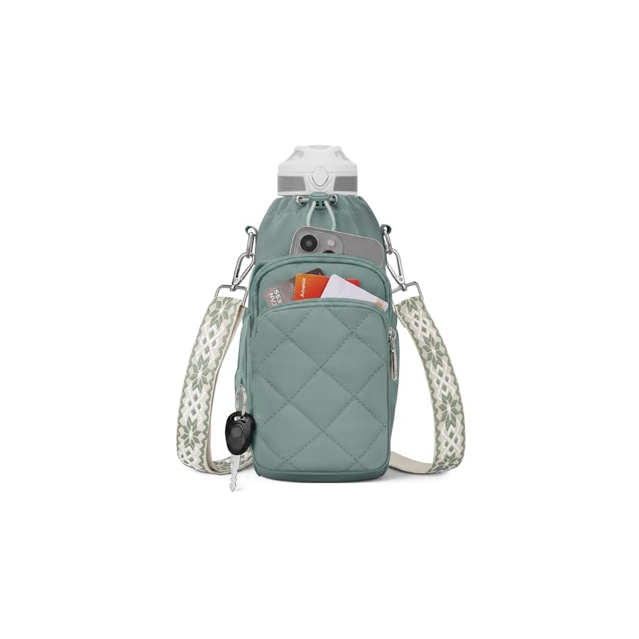 Insulated Crossbody Water Bottle Bag with Strap - 40 oz