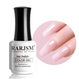 RARJSM Milky Pink Gel Nail Polish LED UV Gel Soak Off Transparent Nude Pink Nail GelPolish Varnish Nail Art Color 15ML Single Bottle for DIY Home French Manicure