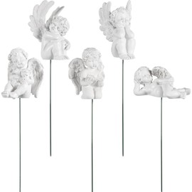 5pcs Miniature Jupiter Angel Figurines Synthetic Baby Cherub Statue Ornaments Garden Bonsai Potted Plants Outdoor Lawn Decor