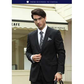 HISDERN Men's Necktie, Business Necktie, Pocket Square, Tie Clip, 3-Piece Set, Formal Necktie, Job Hunting, Graduation Ceremony, Father's Day Gift, 01 gray black (stripe)