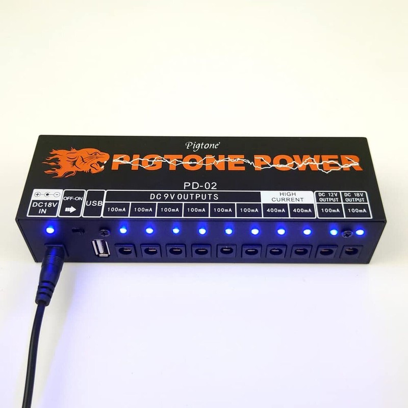 pigtone Guitar Power Supply 10 Isolated DC Output for 9V/12V/18V