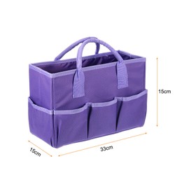 HARFINGTON Garden Tool Bag 12.99" x 5.91" x 8.66" Large Oxford Bag with Pockets Garden Tote Bag Gardening Plant Tool Organizer Storage Carrier Store for Outdoor Women Men, Purple