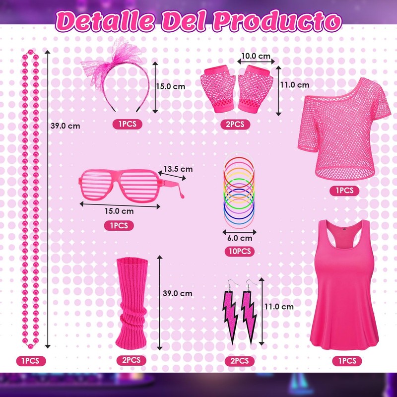 Lukovee Disfraz de los 1980 Mujers, 21 Conjunto de 80's
