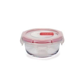 CURVER Round Glass Airtight Food Storage Container (3pcs) - 0.2L Capacity with Clip Lock - Easy Storage & Keeps Food Fresh - Freezer & Oven Safe