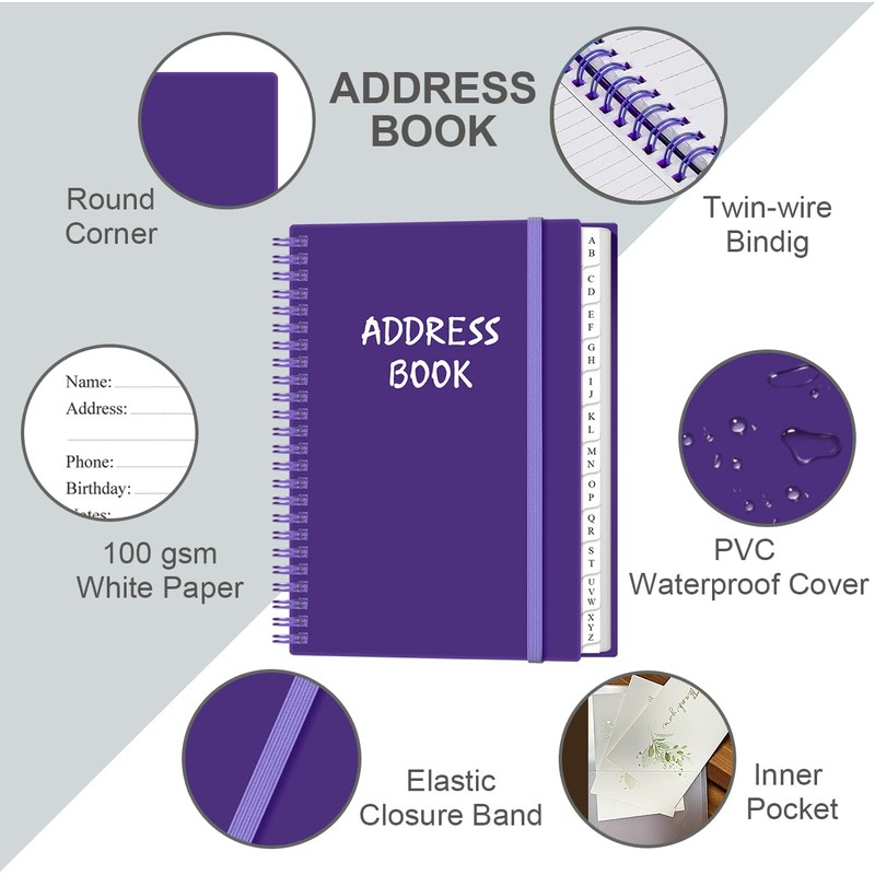 Address Book with Alphabetical Tabs - A5 Telephone & Address