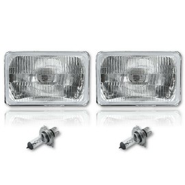 Octane Lighting 4X6 Halogen Semi Sealed Stock Style Glass H4 Headlight Headlamp Light Bulbs Pair