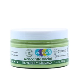 Vemare Cosmetics Mascarilla Facial de Té Verde y Sandalo Para Piel Sensible 100g