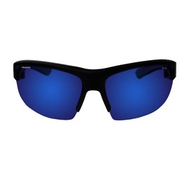 BOMBER Polarized Safety Sunglasses, Collection: Reggie Bomb, Matte Black Frame/Blue Mirror Polarized Lens with Non-Slip Foam Lining - RG111BM
