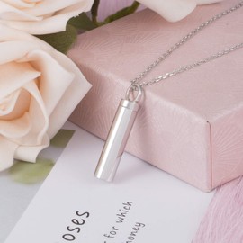 925 Sterling Silver Minimalist Urn Pendant Ash Necklace - Memorial Ashes Keepsake Exquisite Cremation Jewelry