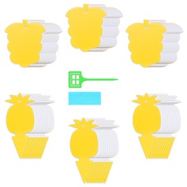 Mosalogic Fruit Fly Trap for Indoor 60 Pack Fungus Gnat Traps for House Use Yellow Sticky Bug Trapper for Plant