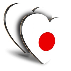 Destination Vinyl ltd Great Coasters (Set of 2) Heart - Japan Flag Japanese Drink Glossy Coasters/Tabletop Protection for Any Table Type #9084