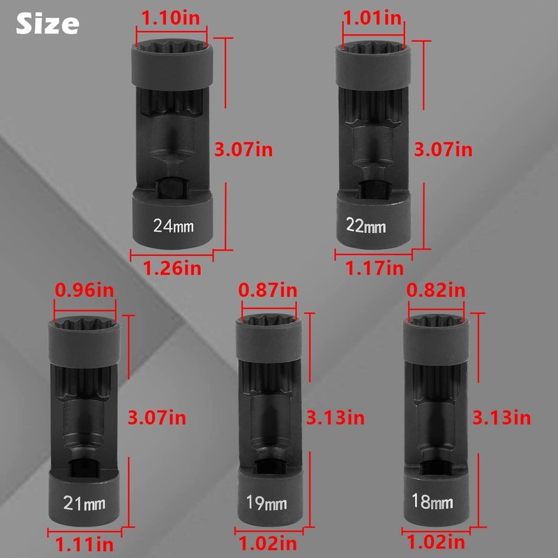 CTcar Nut Socket, Strut Socket Tool 5 Pieces 12 Point