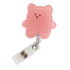 Retractable Cord Badge Reel Holder Bears Shape Multicolored Name Badge with Swivel Alligator Clip ID Name Badge Holder Reels for Nurse Office Workers (1PCS, Pink)