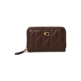 COACH Women's Small Zip Around Card Case with Pillow Quilting, Maple, One Size