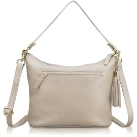 Encore Women's Shoulder Bag, 2 Belts Included, Genuine Leather, 2-Way, Cross-body Design, Can Hold Plastic Bottles, Smartphone Shoulder Bag, Handbag, Messenger Bag, Lightweight, beige, (greige)