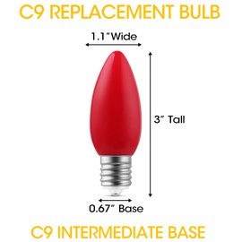 VISTERLITE 25-Pack Ceramic C9 Christmas Light Bulbs, Multicolor LED Light Bulbs Holiday Decoration, Multicolor Christmas Decor for Indoor & Outdoor Use, E17/C9 Intermediate Base (Multicolor Smooth)