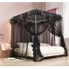 Mengersi Black Bed Canopy, 4 Corner Post Bed Canopy Curtains,