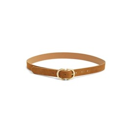 PIECES Pcjuva Women's Suede Jeans Belt Noos Belt, Cognac/Detail:w Brushed Gold Buckle