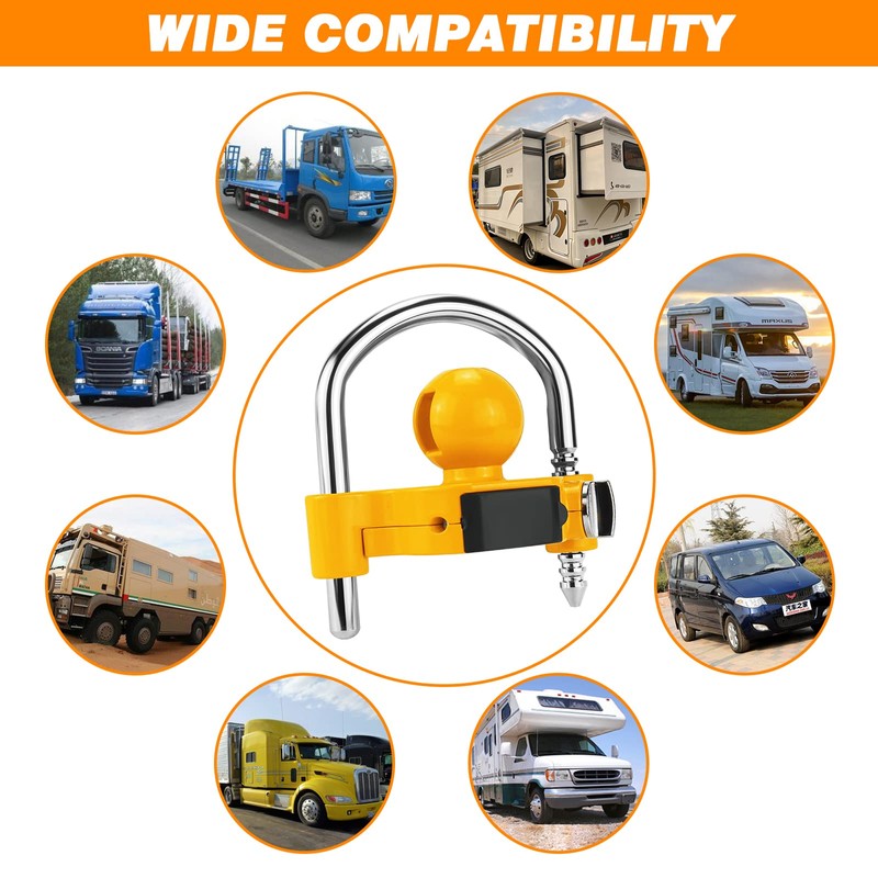 Funmit Trailer Lock Universal Hitch Lock with Combination Lock, fit