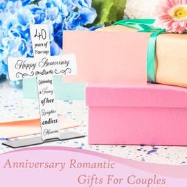 40th Wedding Anniversary Cross Gifts for Couple, Standing Religious Cross Keepsake Signs for Husband Wife Women, Happy 40 Years of Marriage Home Desktop Cross Decoration Christian Gifts TZC49