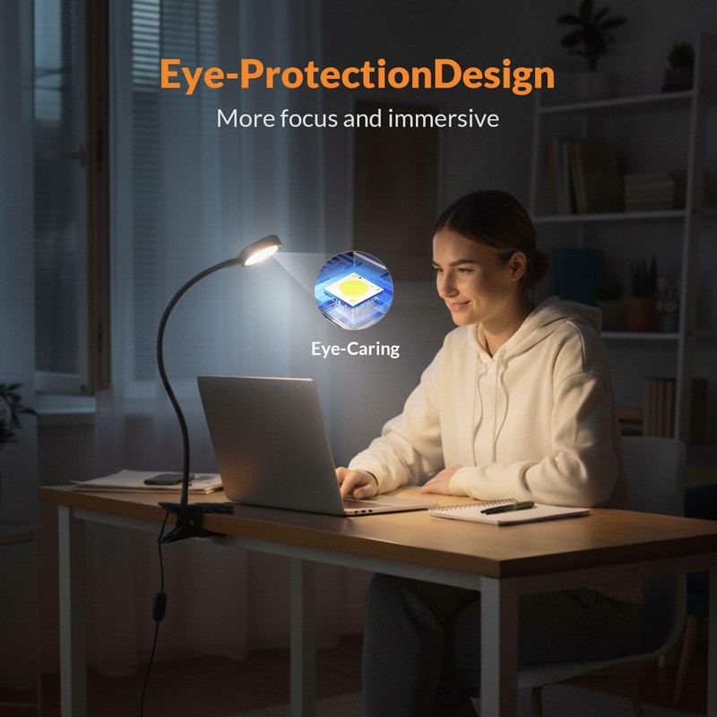 LEPOWER Clip on Light/Reading Lights/Book Light/Desk Lamp Color Changeable/Night Lights