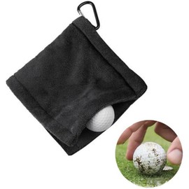 Golf Towel, Golf Ball Cleaner, Golf Cleaning Tool, Carabiner and Convenient, Waterproof, Keychain Buckle, 5.5 x 5.5 inches (14 x 14 cm) (Black) Golf Ball Cleaning Towel