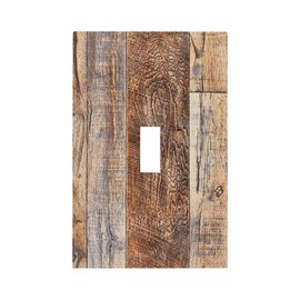 Distressed Kitchen Rusitc Brown Wood Grain Single Toggle Light Switch Plates Outlet Covers Decorative 1 Gang Receptacle Wall Plate Vintage Old Barn Wooden Western Farmhouse Cabin Light Switch Cover