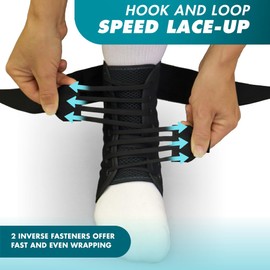 Med Spec ASO Speed Lacer (XX-Small, Black) – Ankle Brace for Sprained Ankle and Peroneal Tendonitis, Orthopedic Ankle Support for Men, Women, Adults, Teens and Kids, Sports Injury Recovery, 223619