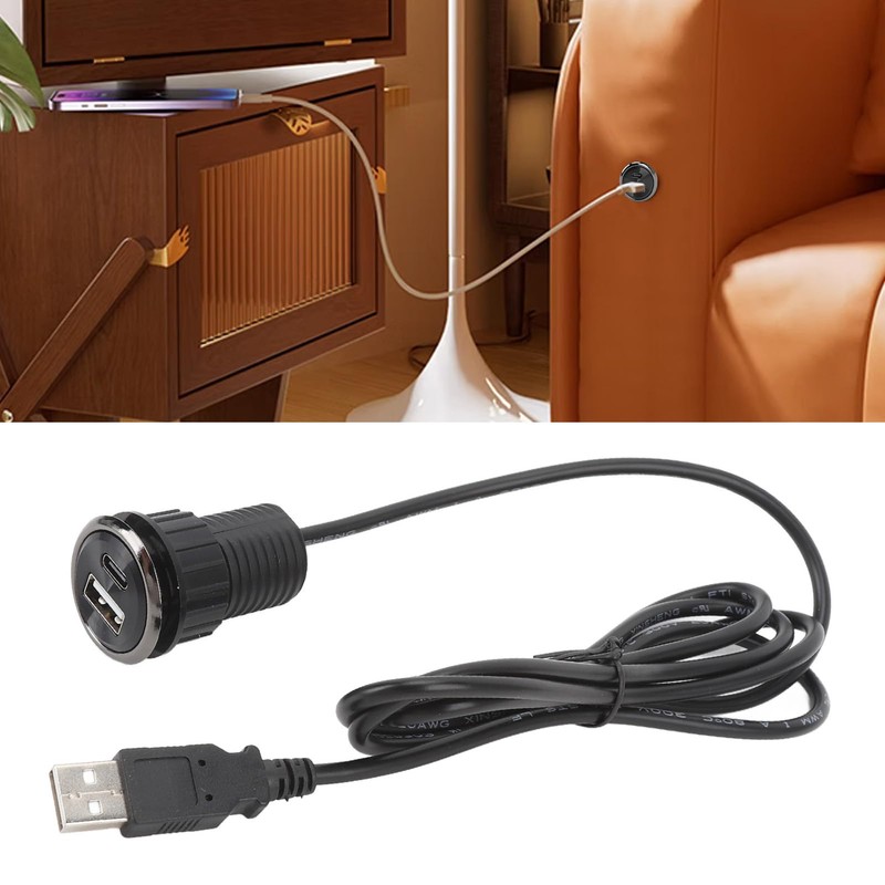 Desktop Power Grommet, 2 USB Charging Ports Small Hidden Flush