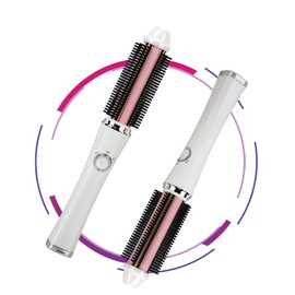 Cordless Hair Curler Brush, Portable Negative Ion Hair Curler Comb, Anti Scalding Rechargeable USB Electric Curling and Straightening Brush for Travel