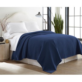 Sun Yin USA Inc. 100% Cotton Soft Cozy King Blanket, Indigo, Navy, Blue (B50442-AZK-NAV)