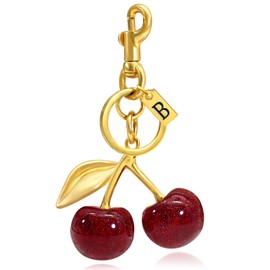 nylry Cherry Bag Charm Purse Charms for Handbags Cherry Keychain for Women Initial Keychains A-Z Letter Key Chain Cute Keychain Cherry Accessories Gifts Cherry Charm Keychain-Red B
