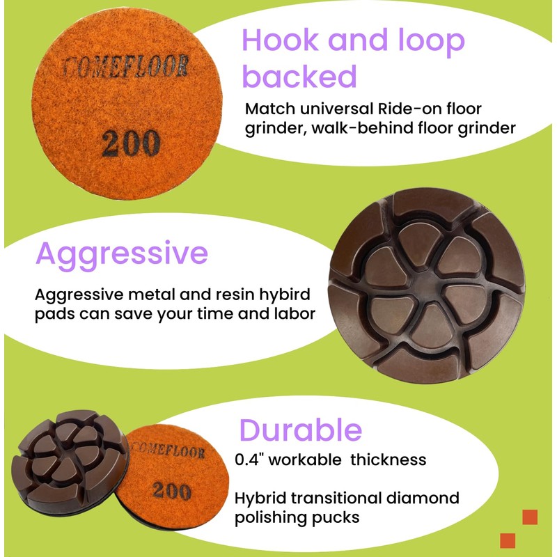 3 Inch Hybrid Diamond Polishing Pucks for Concrete Terrazzo Floor,
