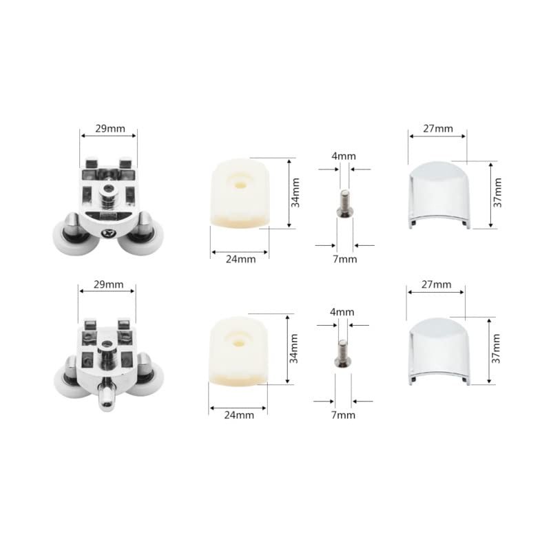 Replacement Shower Door Fixing Wheels 25mm in Chrome - 4x