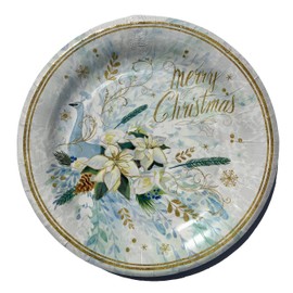 Punch Studio 8 in Dessert Appetizer Paper Plates, 8 ct, Blue Winter Peacock 66162