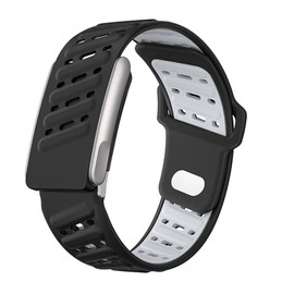 DADO Modified Silicone Sport Replacement Band Compatible with WHOOP 5.0, One, Peak, and Life Fitness Tracker – Breathable, Durable & Comfortable | Not for Whoop Gen 4 (Black Grey, Life/MG)