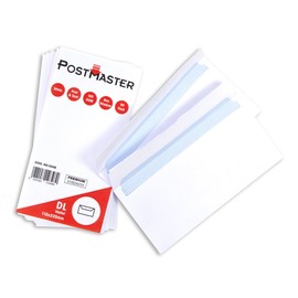 Postmaster Envelopes DL Peel & Seal 100GSM White Paper - 50 Pack