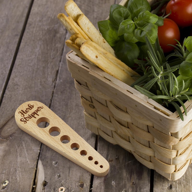 Herb Stripper Wooden Vegetable Leaf Remover Rustic Safe Kitchen Tool