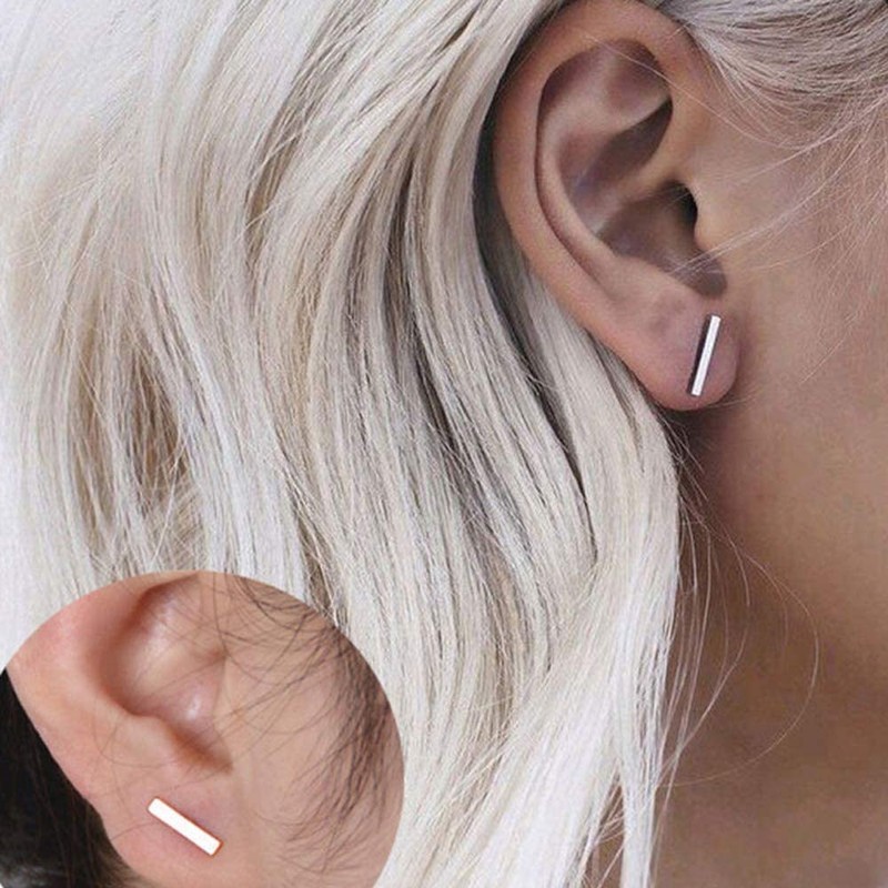 J-Style 2 Pairs Womens Stud Earrings 925 Silver Simple Design