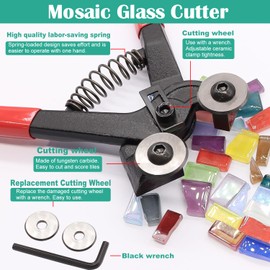 weideer Glass Cutters Tools,Glass Cutter, Mosaic Wheeled Glass Tile Nippers,Running Pliers Breaker Grozer Pliers,Stained Glass Cutting Tool Kit with Replacement Cutting Wheel Gloves Leather Bag