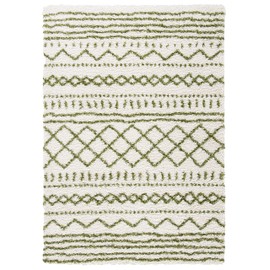 SAFAVIEH Arizona Shag Collection Accent Rug - 4' x 6', Ivory & Green, Moroccan Design, Non-Shedding & Easy Care, 1.6-inch Thick Ideal for High Traffic Areas in Entryway, Living Room, Bedroom (ASG741Y)